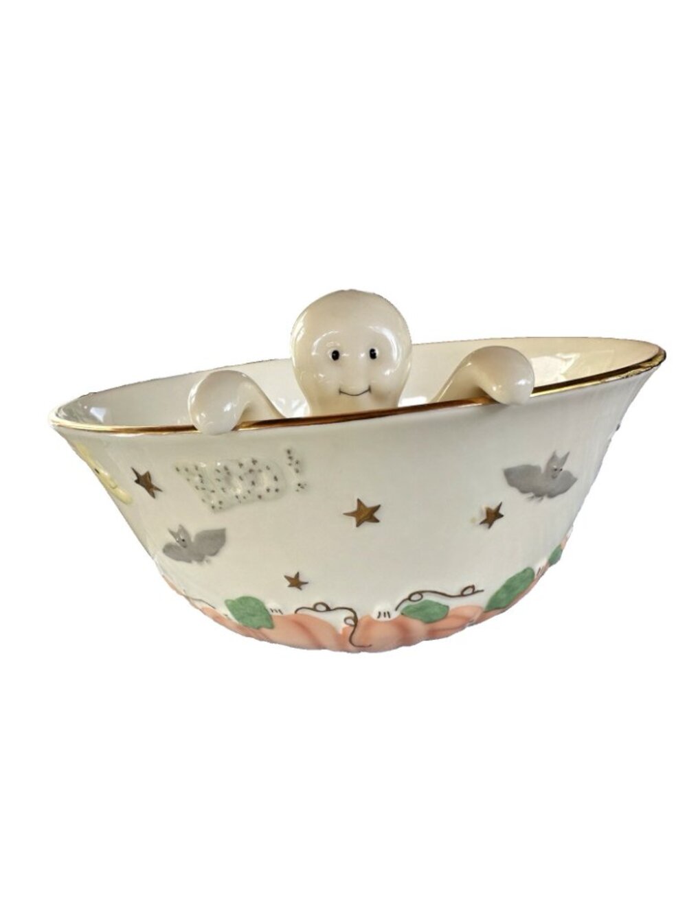 Lenox Halloween China Ghostly Surprise Candy Chips Bowl 9"x4"Party Kids Seasonal - Picture 6 of 11